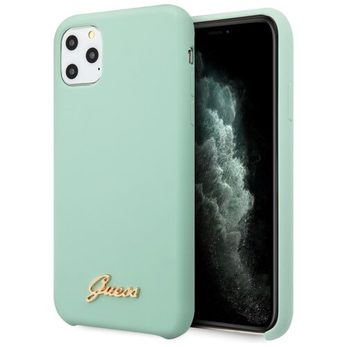 Etui GUESS Silicone Vintage Gold Logo do Apple iPhone 11 Pro Max Zielony