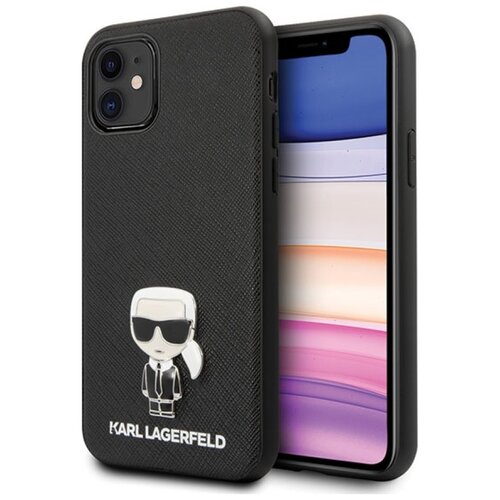 Etui KARL LAGERFELD Saffiano Ikonik Metal do Apple iPhone 11 Czarny