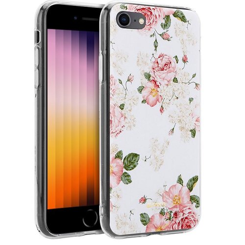 Etui CRONG Flower Case do Apple iPhone SE 2022/SE 2020 7/8 Biały Kwiaty