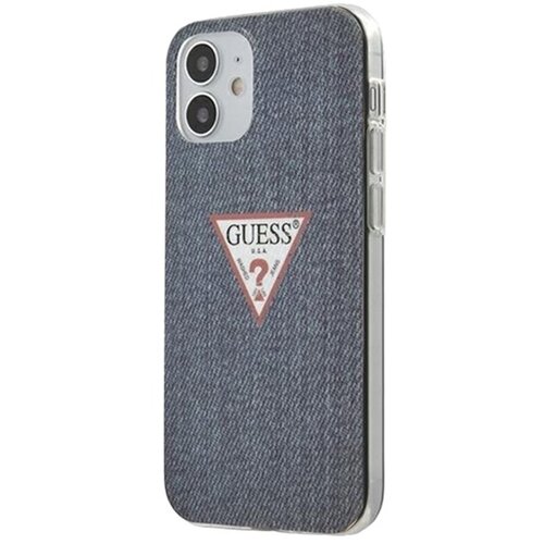 Etui GUESS Denim Triangle Dk do Apple iPhone 12 Mini Granatowe