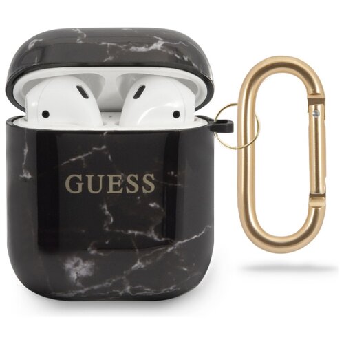 Etui na słuchawki GUESS Marble Collection do Apple AirPods 1/2 Czarny