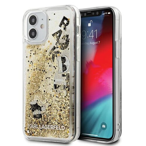 Etui KARL LAGERFELD Glitter Floating Charms do Apple iPhone 12 mini Czarno-złoty