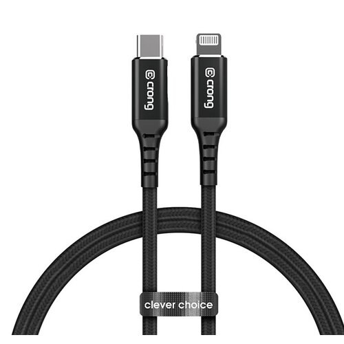 Kabel USB-C - Lightning CRONG Armor Link 1,5 m Czarny