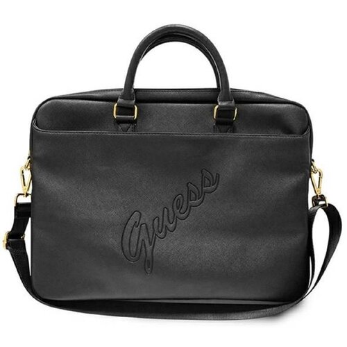 Torba na laptopa GUESS Saffiano Script 16 cali Czarny