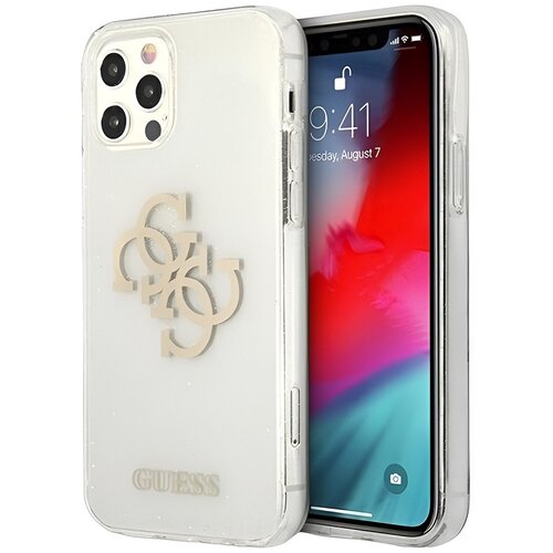 Etui GUESS Glitter 4G Big Logo do Apple iPhone 12 Pro Max Przezroczysty