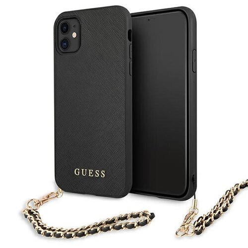 Etui GUESS Saffiano Chain do Apple iPhone 11 Czarny