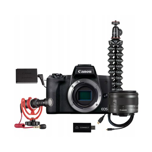 Aparat CANON EOS M50 II Premium Live Stream Kit EU26 + Canon 15-45 mm f/3.5-6.3 Czarny