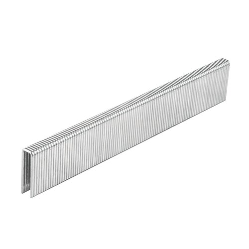 Na zdjęciu widoczny jest rząd metalowych zszywek ułożonych w stos, z wyraźnie widocznymi rowkami na powierzchni. Produkt to "Zszywki NEO 14-623 (4000 szt.)".