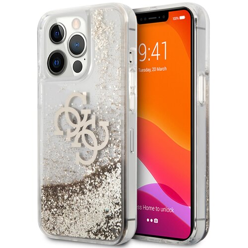 Etui GUESS 4G Big Liquid Glitter do Apple iPhone 13 Pro Max Złoty