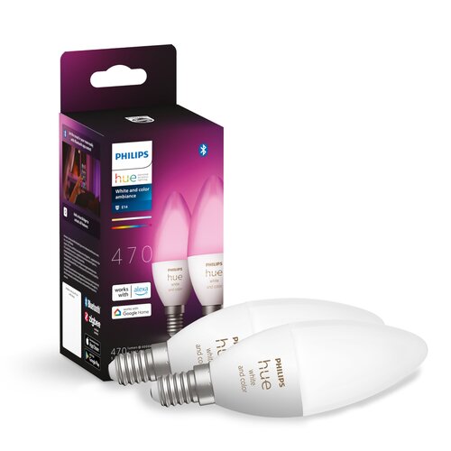 Inteligentna żarówka LED PHILIPS HUE White and Color Ambiance 4W E14 Bluetooth, ZigBee (2 szt.)