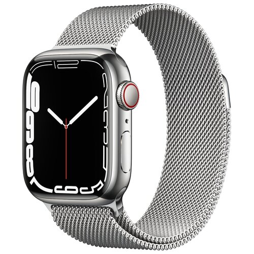 APPLE Watch 7 GPS + Cellular 45mm koperta ze stali nierdzewnej (srebrny) + bransoleta mediolańska (srebrny)