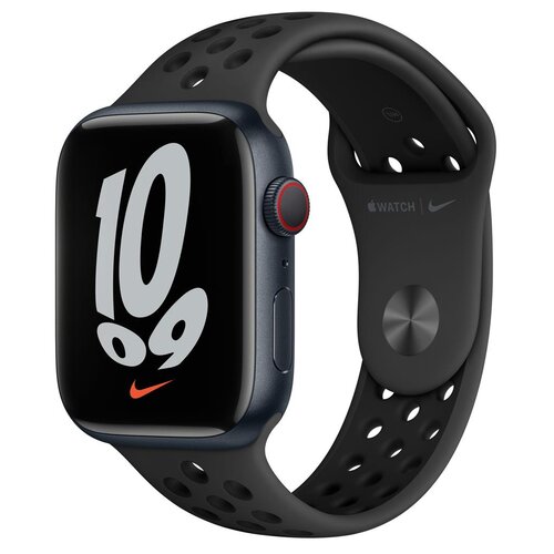 APPLE Watch 7 Nike GPS + Cellular 45mm koperta z aluminium (północ) + pasek sportowy (antracyt)