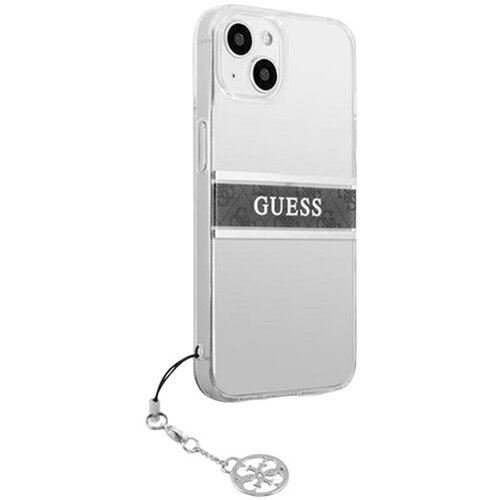 Etui GUESS 4G Stripe Grey Charm do Apple iPhone 13 Mini Przezroczysty
