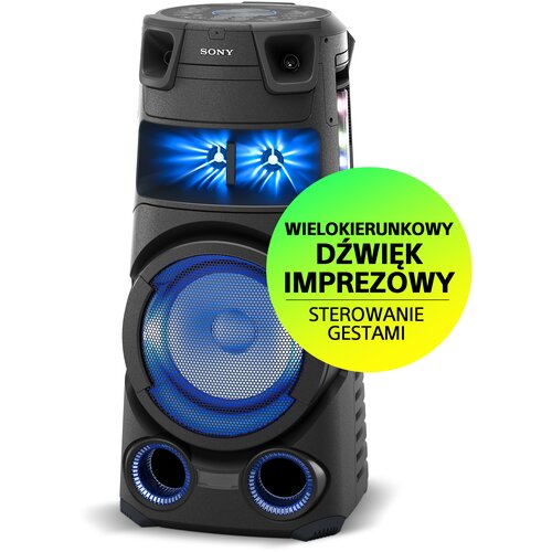 Power Audio SONY MHC-V73D Bluetooth, Odtwarzacz CD/DVD, Wejście mikrofonowe i gitarowe, Funkcja Jet Bass Booster