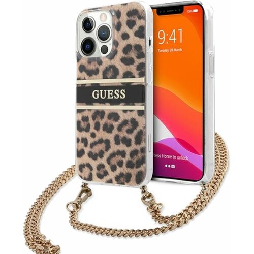 Etui GUESS Leopard Gold Stripe Crossbody do Apple iPhone 13 Pro Złoty