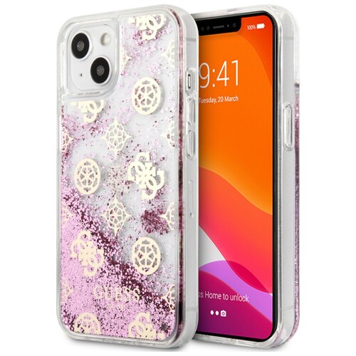 Etui GUESS Peony Liquid Glitter do Apple iPhone 13 Mini Różowy
