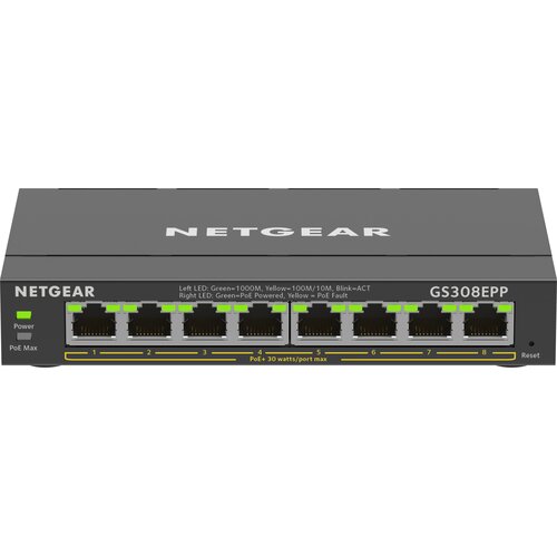 Switch NETGEAR GS308EPP-100PES Gigabit Ethernet, 8 portów, Funkcja PoE, Zarządzalny