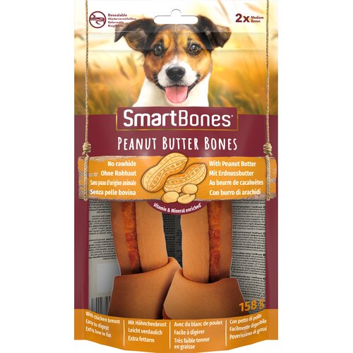 Przysmak dla psa SMART BONES Peanut Butter Medium (2 szt.) 158 g