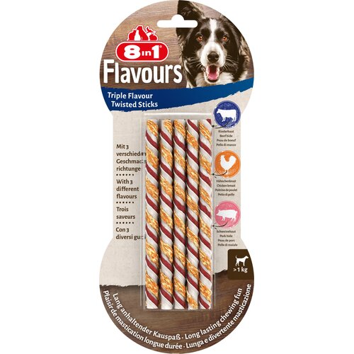 Przysmak dla psa 8IN1 Triple Flavour Twisted Sticks (10 szt.)