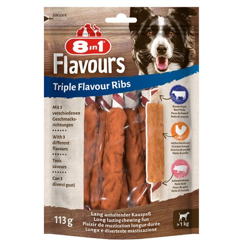Przysmak dla psa 8IN1 Triple Flavour Ribs 113 g