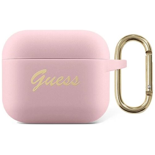 Etui na słuchawki GUESS Silicone Vintage Script do Apple AirPods 3 gen Różowy