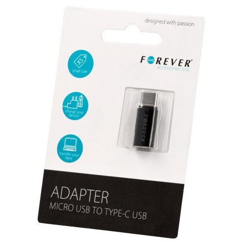 Adapter microUSB - USB-C FOREVER T 0014093 Czarny