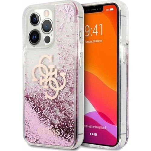 Etui GUESS 4G Big Logo Liquid Glitter do Apple iPhone 13 Pro Max Różowy