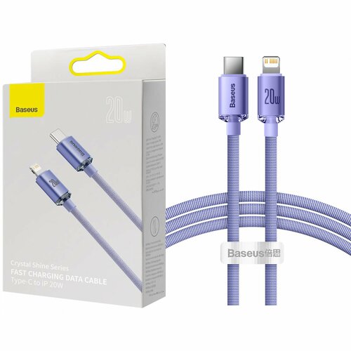 Kabel USB-C - Lightning BASEUS Crystal Shine 2m Fioletowy