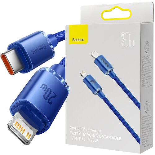 Kabel USB-C - Lightning BASEUS Crystal 1,2m Niebieski