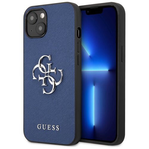 Etui GUESS Saffiano 4G Metal Logo do Apple iPhone 13 Mini Niebieski