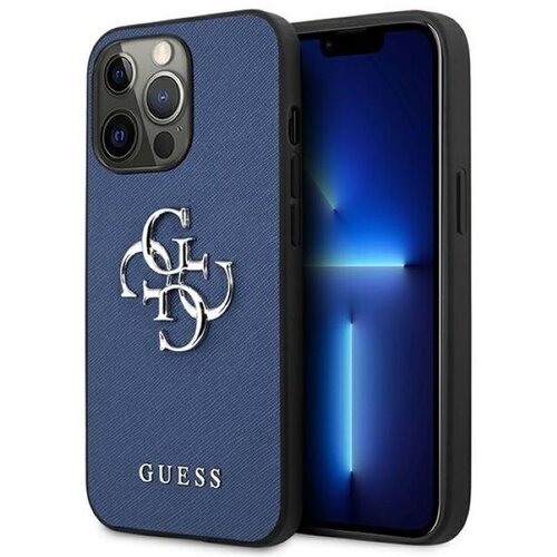 Etui GUESS Saffiano 4G Metal Logo do Apple iPhone 13 Pro Niebieski