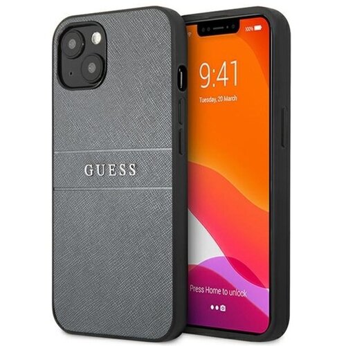 Etui GUESS Saffiano Strap do Apple iPhone 13 Mini Szary
