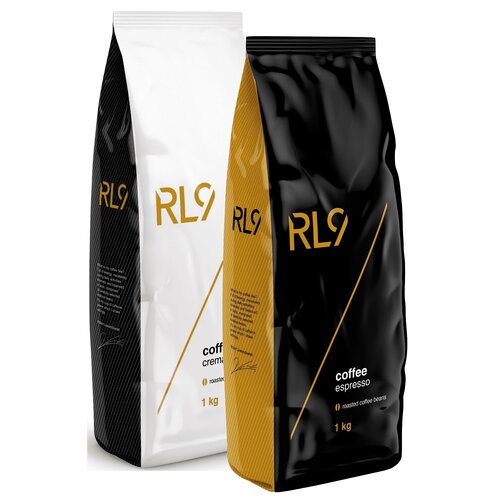 Zestaw kaw RL9 Crema Robert Lewandowski Arabica 1kg + RL9 Espresso Robert Lewandowski Arabica 1 kg
