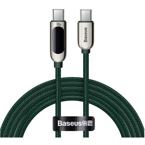 Kabel USB-C - USB-C BASEUS CATSK-C06 z wyświetlaczem LCD 100W 2 m Zielony