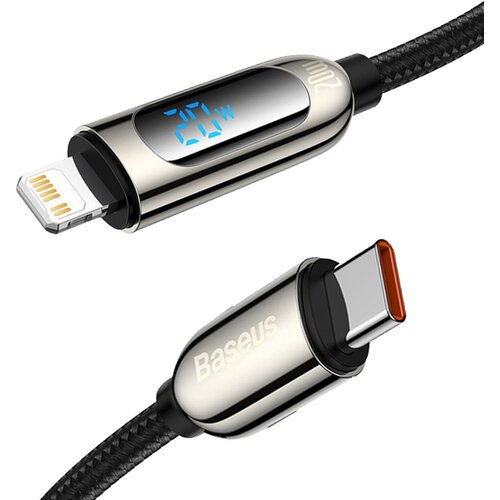 Kabel USB-C - Lightning BASEUS CATLSK-01 z wyświetlaczem LCD 20W 1 m Czarny