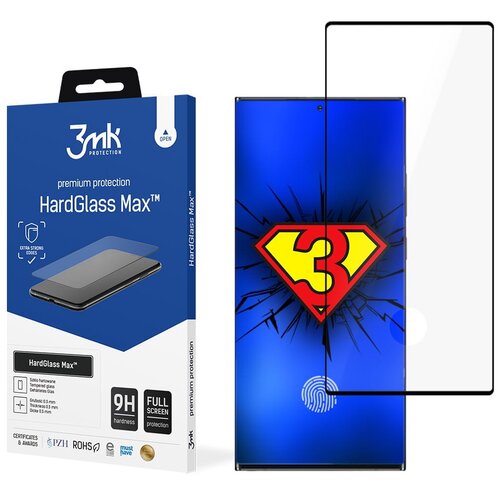 Szkło hartowane 3MK HardGlass Max do Samsung Galaxy S22 Ultra Czarny