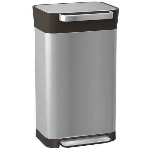 Kosz na śmieci z pedałem JOSEPH JOSEPH Titan system zgniatania śmieci, filtr pochłaniający zapachy 30L Srebrno-czarny