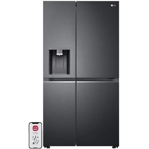 Lodówka LG GSJV90MCAE Side by Side No frost 179cm Czarna Podajnik wody Kostkarka