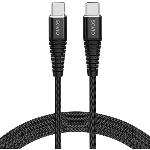 Kabel USB Typ C - USB Typ C SAVIO CL-159 100W 1m Czarny