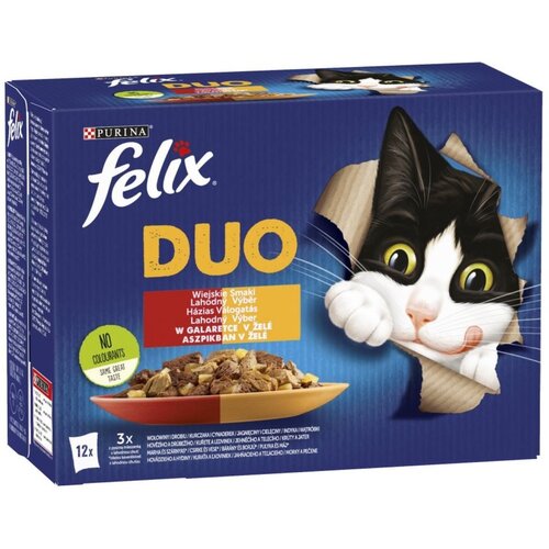 Karma dla kota FELIX Fantastic Duo Wiejskie Smaki w galaretce (12 x 85 g)