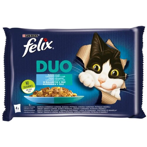 Karma dla kota FELIX Fantastic Duo Rybne Smaki w galaretce (4 x 85 g)