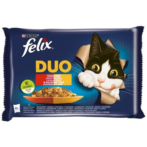 Karma dla kota FELIX Fantastic Duo Wiejskie Smaki w galaretce (4 x 85 g)