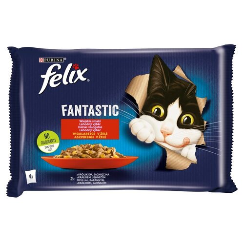 Karma dla kota FELIX Fantastic Wiejskie smaki Królik i Jagnięcina (4 x 85 g)