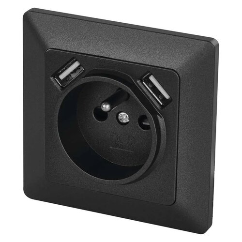 Gniazdo EMOS French z USB 2.1A max. Antracytowy