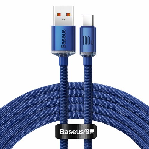 Kabel USB - USB-C BASEUS Crystal Shine 100W 2 m Niebieski