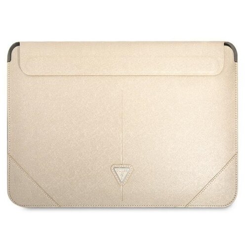 Etui na laptopa GUESS Saffiano Triangle Logo Sleeve 16 cali Beżowy