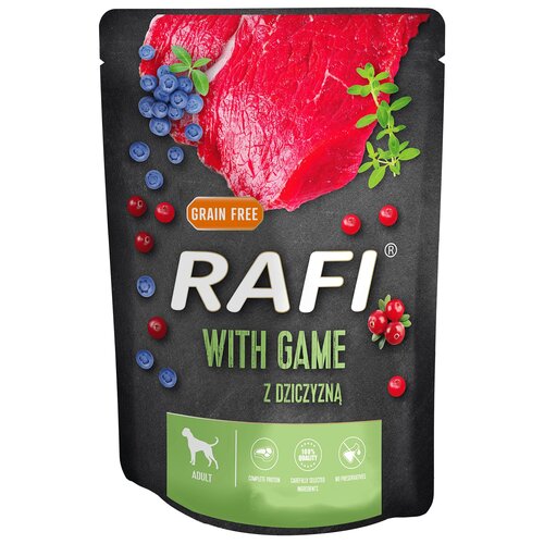 Karma dla psa RAFI z dziczyzną, borówką i żurawiną 300 g