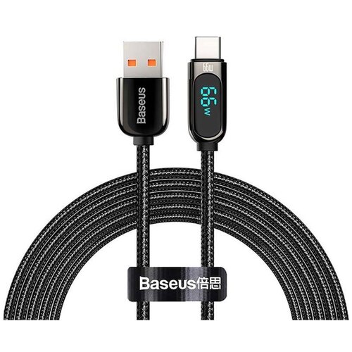 Kabel USB - USB-C BASEUS CASX020101 z wyświetlaczem LCD 66W 2 m Czarny