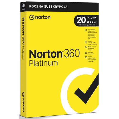 Antywirus NORTON 360 Platinium 100GB 20 URZĄDZEŃ 1 ROK Kod aktywacyjny