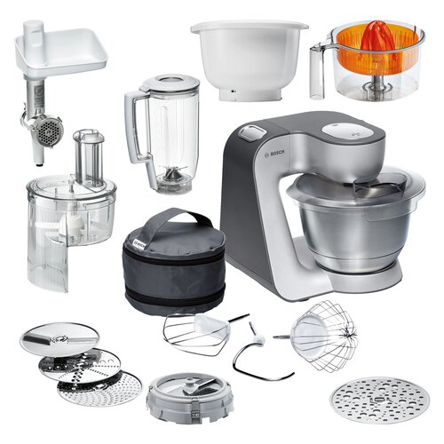 Robot kuchenny planetarny BOSCH MUM58364 (1000W) z krajarką w kostkę, blenderem kielichowym + Misa plastikowa BOSCH MUZ5KR1 do robotów MUM5